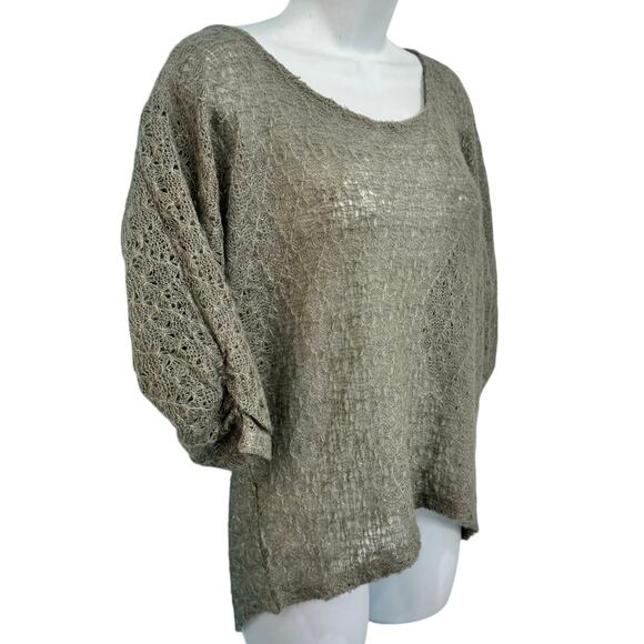 Nation LTD Revolve Gray Gold Sparkle Open Knit Half Dolman Sleeve Sweater size S - Picture 10 of 10